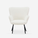 Fauteuil de salon moderne en tissu bouclé blanc Womb Offre