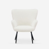 Fauteuil de salon moderne en tissu bouclé blanc Womb Offre