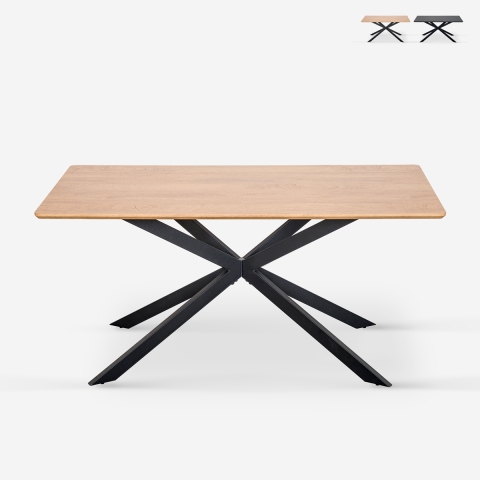 Table avec pieds croisés design 160x90 en bois et métal Shaila Promotion
