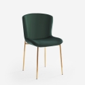 Chaise en tissu design pour salle à manger avec pieds dorés Virin 