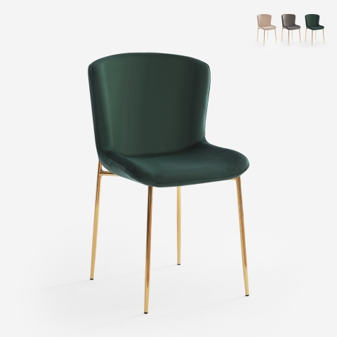 Chaise en tissu design pour salle à manger avec pieds dorés Virin Promotion