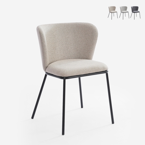 Chaise salle à manger au design moderne en tissu pieds noirs Lasta Promotion