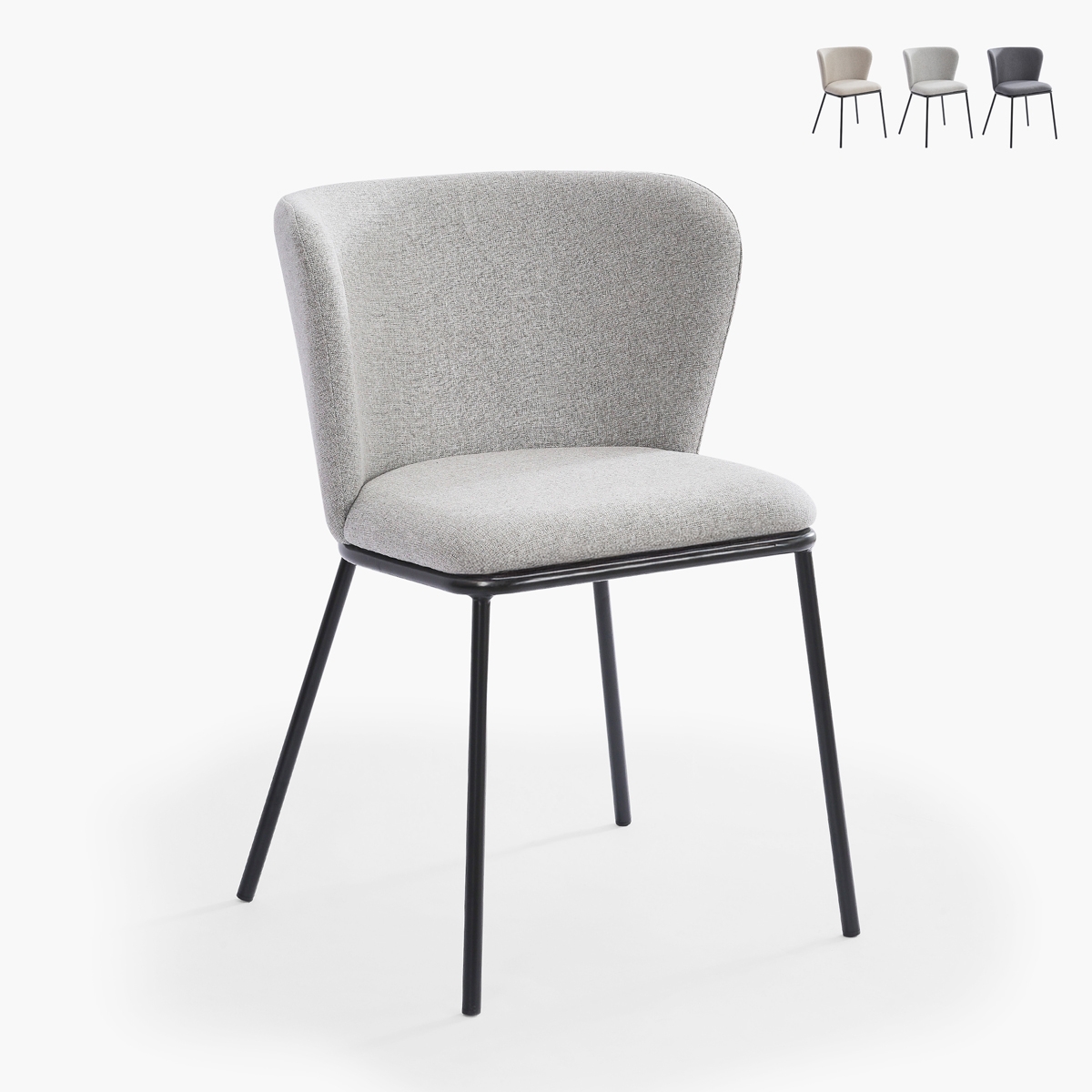 Chaise salle à manger au design moderne en tissu pieds noirs Lasta Vente Chaise salle à manger au design moderne en tissu pieds noirs Lasta Vente