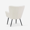 Fauteuil de salon moderne en tissu bouclé blanc Womb Réductions
