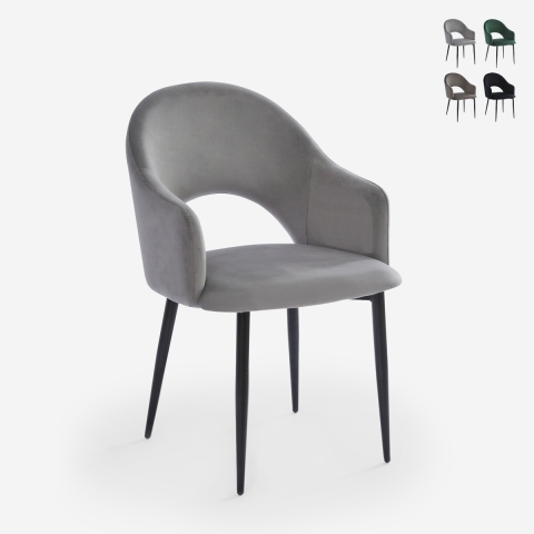 Chaise salle à manger et cuisine accoudoirs moderne en velours Rozan Promotion