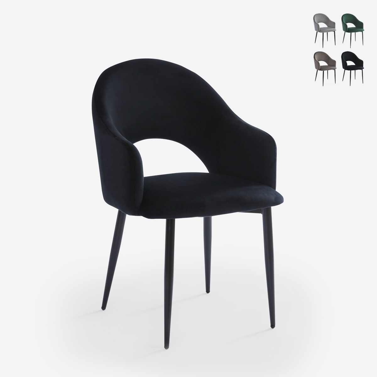 Chaise salle à manger et cuisine accoudoirs moderne en velours Rozan Offre Chaise salle à manger et cuisine accoudoirs moderne en velours Rozan Offre