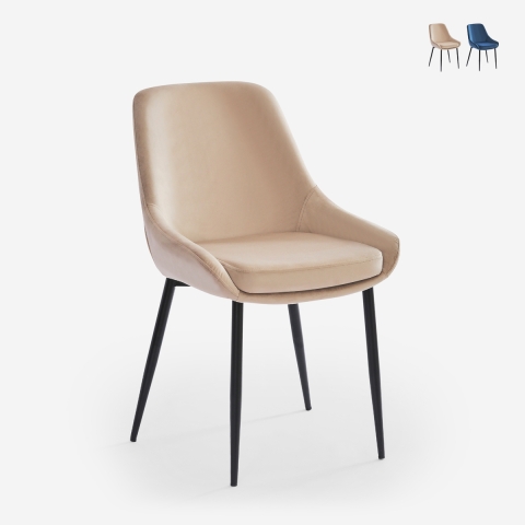 Chaise rembourrée moderne en velours pour cuisine salle à manger Jarva Promotion