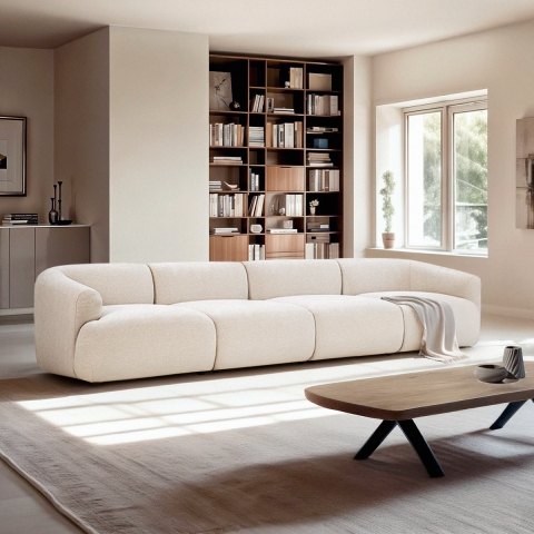 Canapé 4 places modulable en tissu design Yuna-4 Promotion