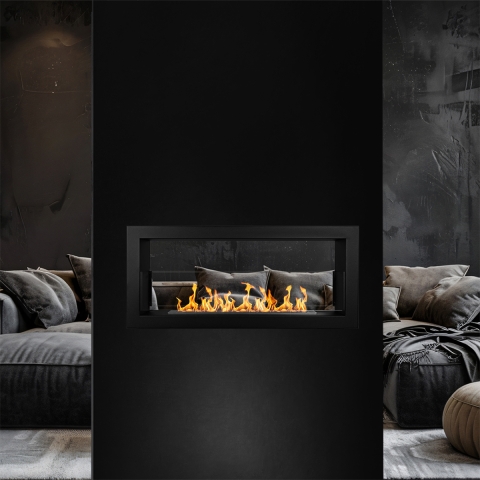 Cheminée bioéthanol encastrable double face biocamino 2 côtés 90x40 Montefalco 90 Promotion
