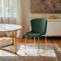 Chaise en tissu design pour salle à manger avec pieds dorés Virin Vente