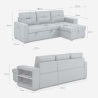 Canapé convertible 3 places avec méridienne et rangement USB-C bibliothèque Civis 