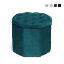 Pouf octogonal en velours avec espace de rangement 40x35cm Jerry Promotion