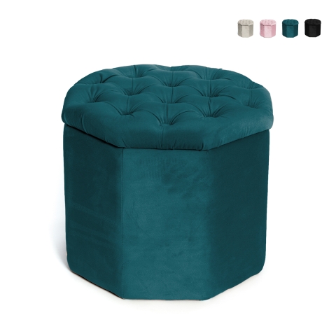 Pouf octogonal en velours avec espace de rangement 40x35cm Jerry Promotion
