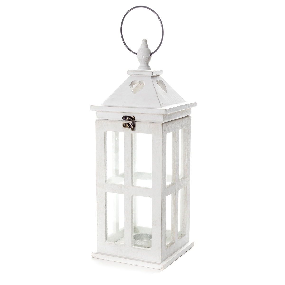 Lanterne décorative porte-bougie blanche en bois et verre Cork Promotion Lanterne décorative porte-bougie blanche en bois et verre Cork Promotion
