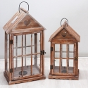 Set de 2 lanternes décoratives en bois avec bougeoir style shabby chic Ferrante Promotion