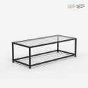 Table basse rectangulaire en métal avec plateau en verre Berillo Promotion