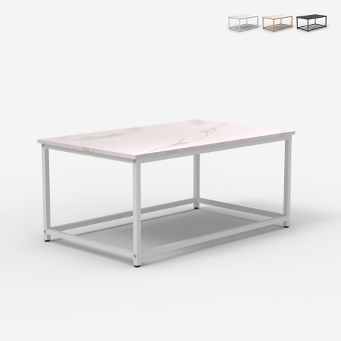 Table basse de salon contemporain 100x60x45cm effet marbre Corniola Promotion