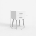 Table de chevet en bois style nordique pour chambre blanc noir Corallo Prix