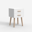 Table de chevet en bois style nordique pour chambre blanc noir Corallo Catalogue
