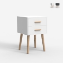 Table de chevet en bois style nordique pour chambre blanc noir Corallo Promotion