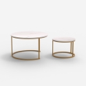 2 tables basses effet marbre blanc et métal doré Malachite Réductions