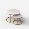 2 tables basses effet marbre blanc et métal doré Malachite Remises