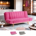 Canapé clic-clac 2 places avec dossier inclinable tissu velours Skata Promotion