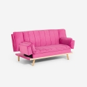Canapé clic-clac 2 places avec dossier inclinable tissu velours Skata Remises