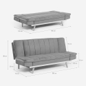 Canapé clic-clac 2 places avec dossier inclinable tissu velours Skata 