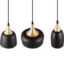 Suspension moderne 3 lumières en métal noir et doré Sudar Remises
