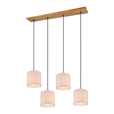 Suspension en bois avec 4 abat-jours en tissu Shvid Promotion