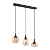 Suspension îlot cuisine 3 lumières en verre ambre Tepuk Promotion