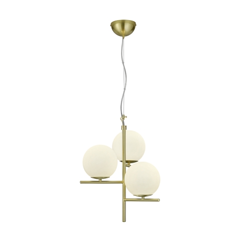 Suspension avec 3 abat-jour sphériques en verre blanc Lumat Promotion