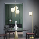 Suspension avec 3 abat-jour sphériques en verre blanc Lumat Vente