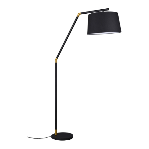 Lampadaire moderne noir et doré avec abat-jour en tissu Kepas Promotion