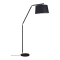 Lampadaire moderne noir et doré avec abat-jour en tissu Kepas Promotion