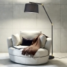 Lampadaire moderne noir et doré avec abat-jour en tissu Kepas Vente