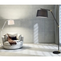 Lampadaire moderne noir et doré avec abat-jour en tissu Kepas Offre