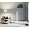 Lampadaire moderne noir et doré avec abat-jour en tissu Kepas Offre