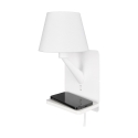Applique murale avec chargeur sans fil USB et abat-jour en tissu Myrik Promotion