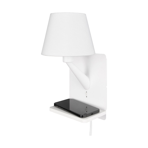 Applique murale avec chargeur sans fil USB et abat-jour en tissu Myrik Promotion