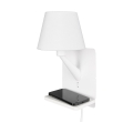 Applique murale avec chargeur sans fil USB et abat-jour en tissu Myrik Promotion