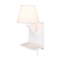 Applique murale avec chargeur sans fil USB et abat-jour en tissu Myrik Vente