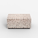 Table basse rectangulaire en bois artisanal incrusté Kala Offre
