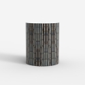 Table basse cylindrique incrustée de nacre blanche noire Ulan Offre