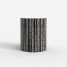 Table basse cylindrique incrustée de nacre blanche noire Ulan Offre