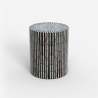 Table basse cylindrique incrustée de nacre blanche noire Ulan Vente