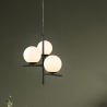 Suspension moderne à 3 lumières boule en verre blanc Lumoa Vente