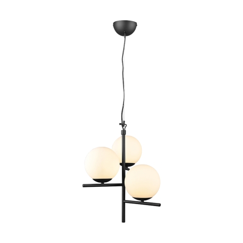 Suspension moderne à 3 lumières boule en verre blanc Lumoa Promotion