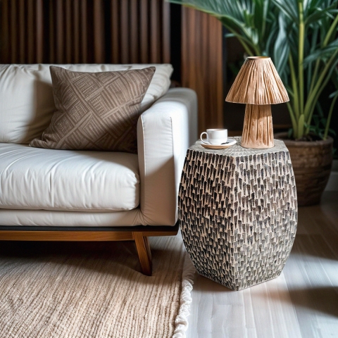 Table basse hexagonal moderne de design incrustations en nacre Tari Promotion